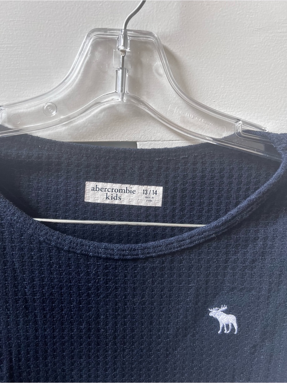 abercrombie kids navy waffle-knit crewneck sweater